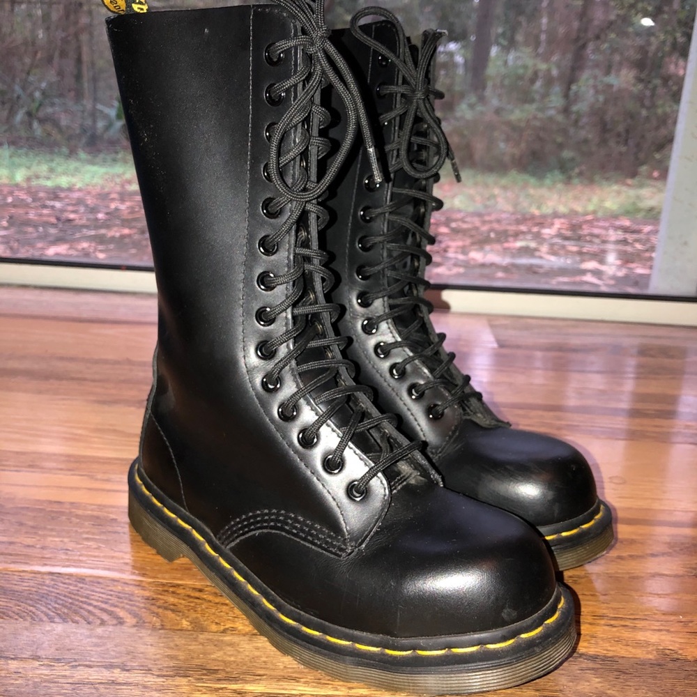 Dr Martens Original Steel Toe 14 eye black boots